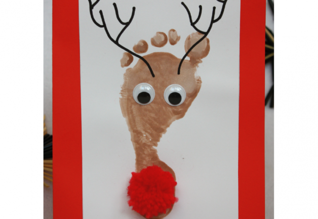 Footprint Reindeer – all you need is a shiny nose!